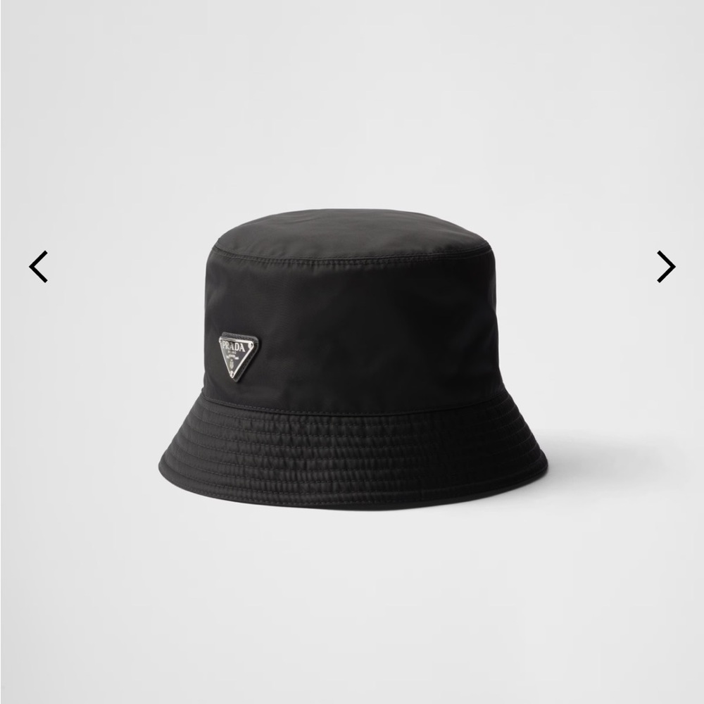 Prada Black Bucket Hat with Logo Detail